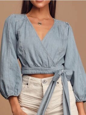 Free people Sophie denim wrap top